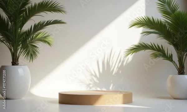 Fototapeta Elegant display with palm plants