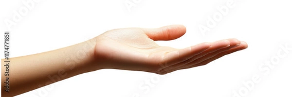 Fototapeta Elegant hand gesture, minimalistic design, soft white backdrop, emphasizing form and simplicity, perfect for modern branding or artistic expression