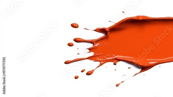 Fototapeta Orange Paint Splatter: A vibrant splash of orange paint explodes across a clean background, capturing the dynamic energy and artistic potential of color.  