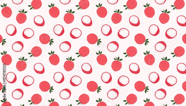 Obraz Lychee seamless pattern. Vector illustration. Hand drawn background.