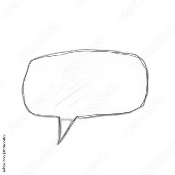 Fototapeta Blank speech bubble, hand-drawn, white background, communication concept.
