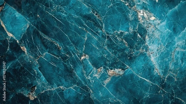 Fototapeta Teal Marble Texture with Gold Veining Pattern