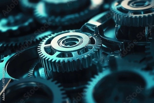 Obraz Illustration of gears symbolizing interconnected teamwork and process optimization in business