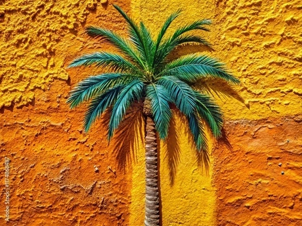 Fototapeta Hand-Drawn Palm Tree Outline Texture: Rough Sketch, Tropical Design Element