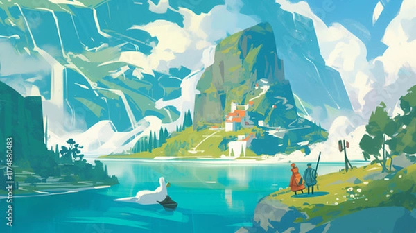 Fototapeta landscape with mountains