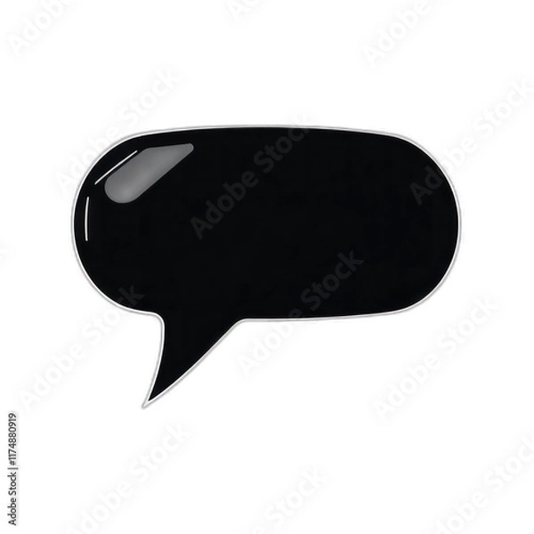 Obraz Black speech bubble, communication, blank space, digital design, website element.