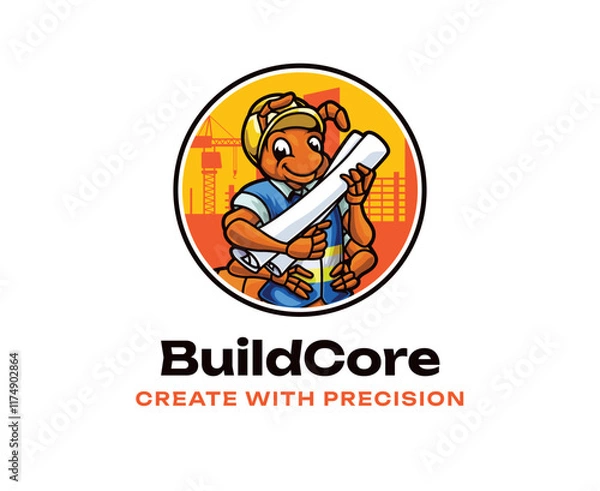 Fototapeta Skilled Engineer Ant Logo