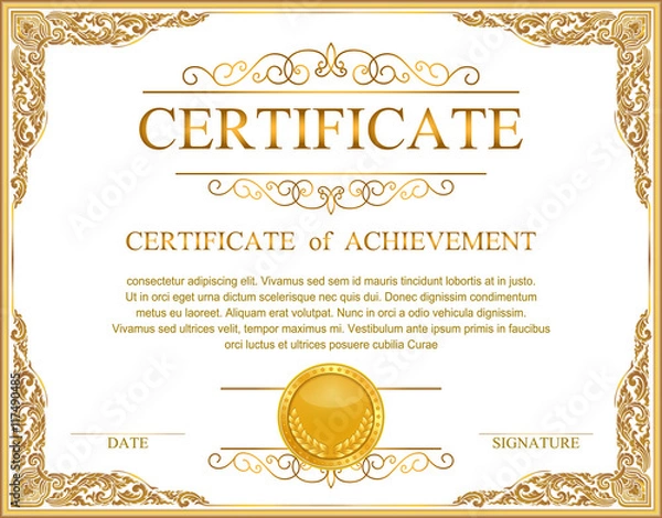 Obraz Vintage retro frame certificate background design template