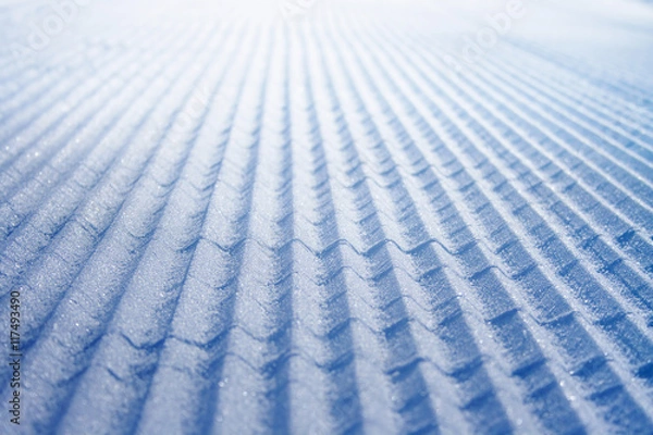 Obraz Freshly groomed ski slope in Molltaler Glacier ski resort, Austria.