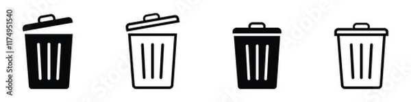 Fototapeta delete icon set. trash bin icon set. trash can icon. delete button set. dustbin and garbage box icon. delete icon for app, ui and website. recycle bin. vector illustration on transparent background
