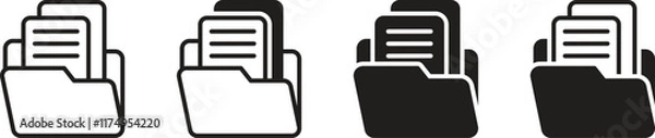Fototapeta Icon set of files, folders, data in different styles. Vector illustration