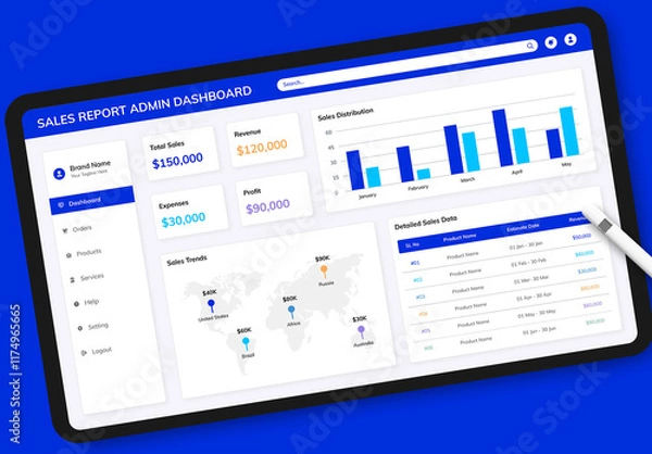 Fototapeta Dynamic Sales Analytics Dashboard UI Kit
