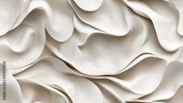 Fototapeta A textured, abstract design featuring soft, flowing, cream-colored waves that create a sense of depth and movement.
