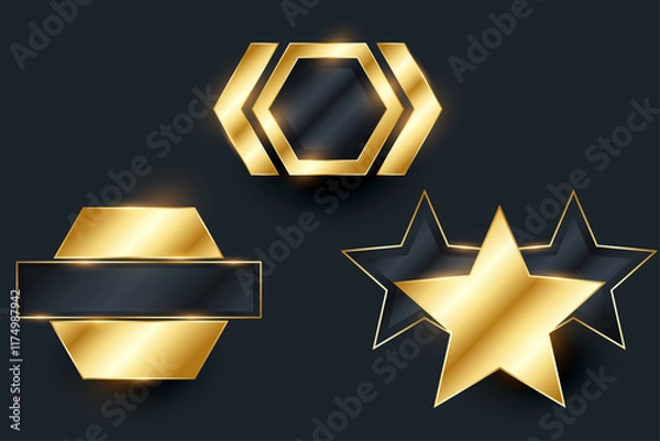 Fototapeta Golden empty badge labels elements collection design. 