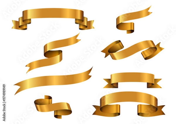 Obraz Gold ribbon collection vector illustraton