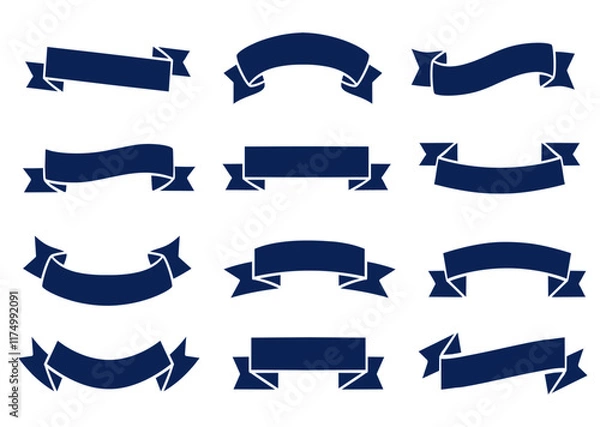 Obraz Blue ribbons collection vector illustration