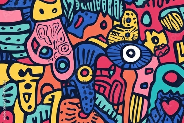 Fototapeta Abstract hand drawn doodle design background for creative photography and artwork projects