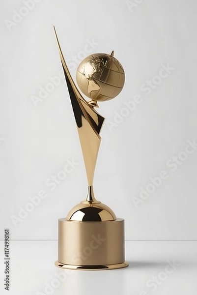 Fototapeta A gold trophy with a pattern of stars on it