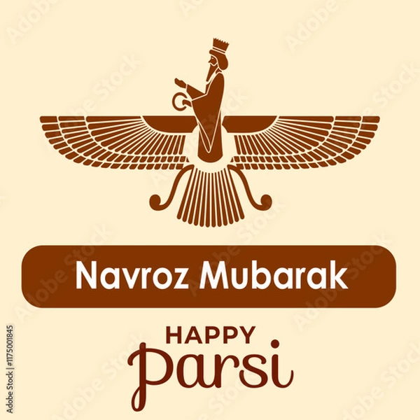 Fototapeta Happy Parsi New Year Vector Illustration. Navroz Mubarak Greeting Card Design.