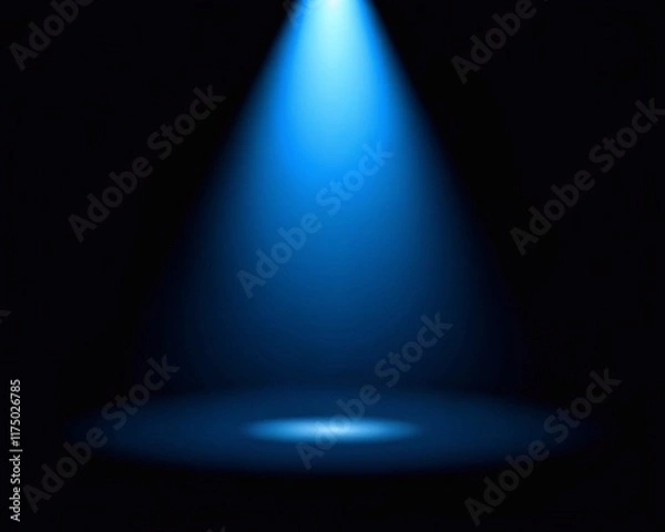 Fototapeta Blue spotlight on stage performance , 3d render