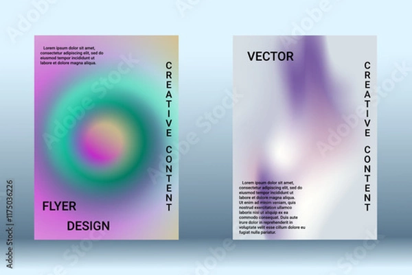 Fototapeta Set for liquid on colorful background. Bright mesh blurred pattern in pink, blue, green tones. Fashionable advertising vector in retro for book, annual, mobile interface, web application.
