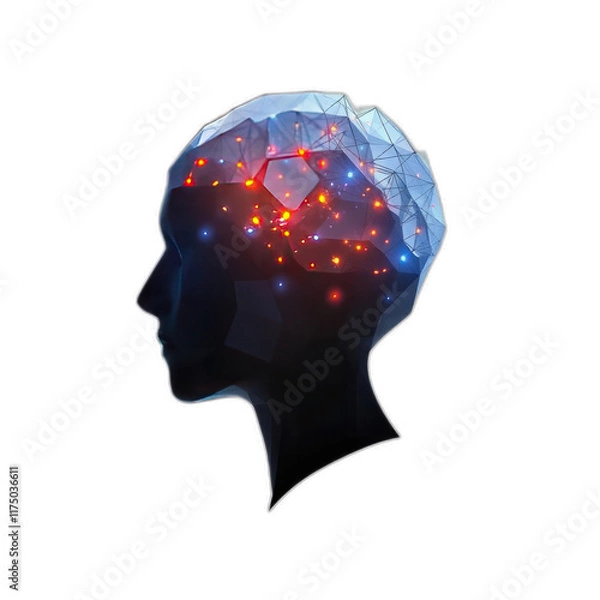 Fototapeta Illuminated Brain Neural Network, Mind, Thought Process, Abstract, Cognitive Science.