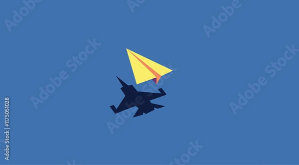 Obraz Simple plane shadow reflecting airplane illustration