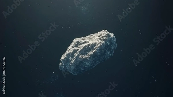 Fototapeta An asteroid floating in dark space.