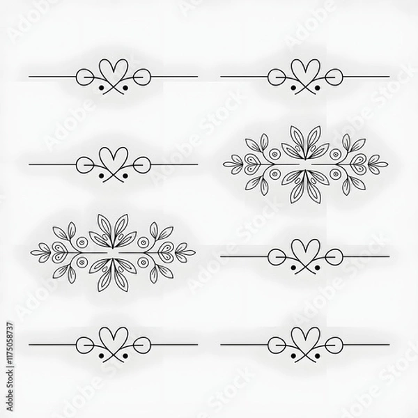 Obraz set of decorative swirls and line illustration elements for design