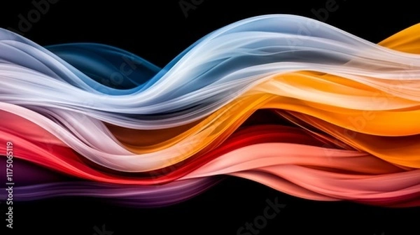 Fototapeta Abstract Colorful Swirling Waves Dynamic Flowing Fabric Design Vibrant Hues Background