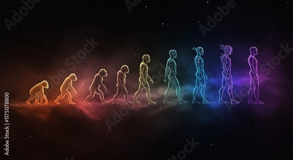 Obraz Human Evolution Primate to Cyborg Futuristic Concept Art