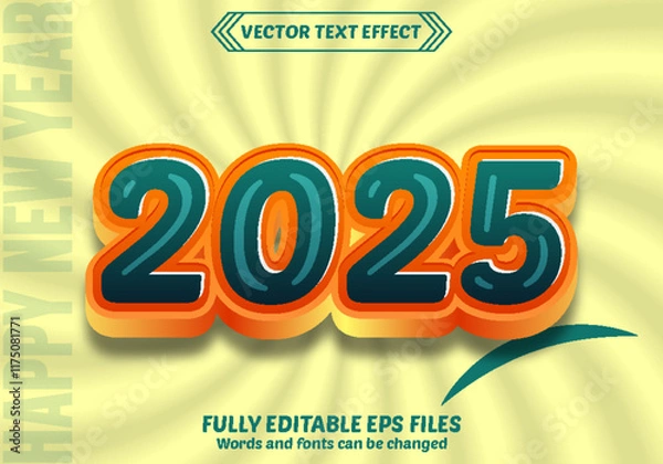 Fototapeta happy new year 3d text effect and bundle editable text effect with luxury 2025, 2026, 2027-year background