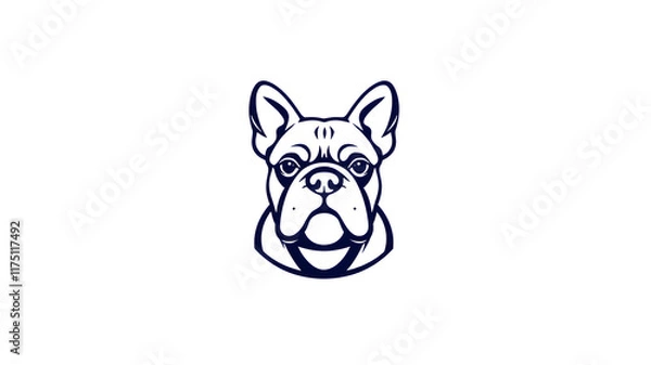 Obraz French bulldog logo icon on white background. Generative AI