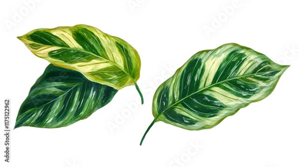 Fototapeta Illustrative Green Leaves with Variegated Patterns and Textures