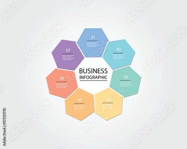 Fototapeta Business Infographic modern design template for banners and infographics for 7 flower step 