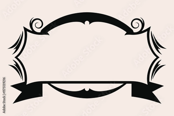 Fototapeta 
dcorative scroll Elegant frame with ribbon banner, blank space writing for text calligraphy lettering Header frame Vintage Ribbon, Filigree Ornate border menu ornaments design Elements

