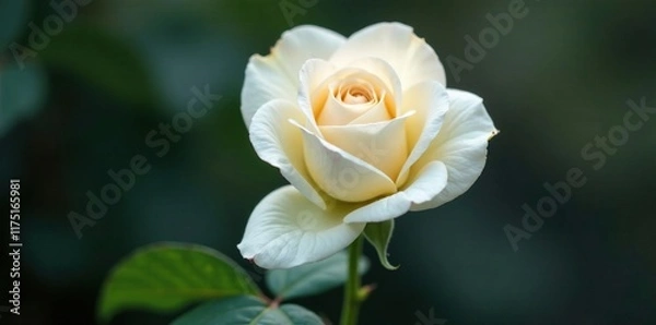 Obraz Delicate rose petals unfolding from a white flower stem, delicate, organic, white