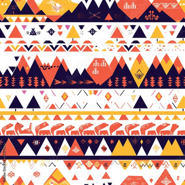 Obraz seamless geometric pattern mountains 