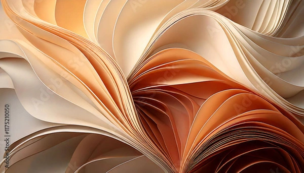 Obraz Abstract image of swirling, textured paper in warm, earthy tones.  The elegant curves and subtle color gradients create a luxurious and sophisticated aesthetic, perfect for designs related to art,