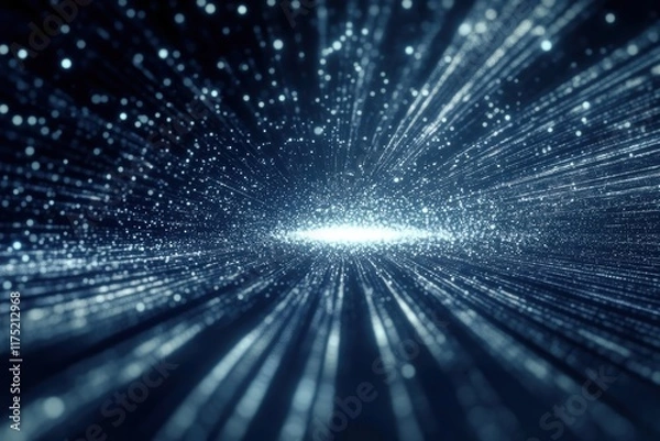 Fototapeta Abstract of light beams scattering in space, creating a dynamic sense of movement and depth.