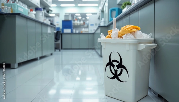 Fototapeta Biohazard Waste Bin in Laboratory Setting