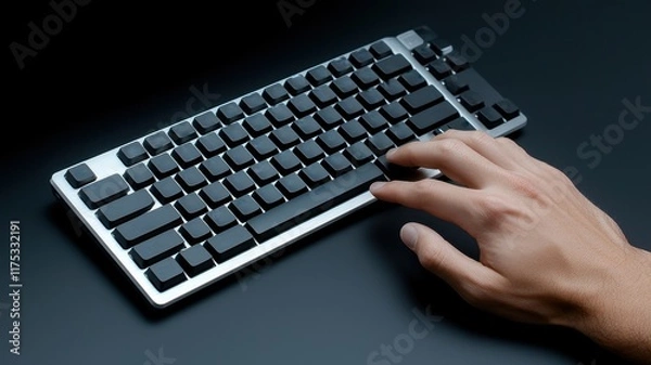 Fototapeta Keyboard with hand in a dark setting