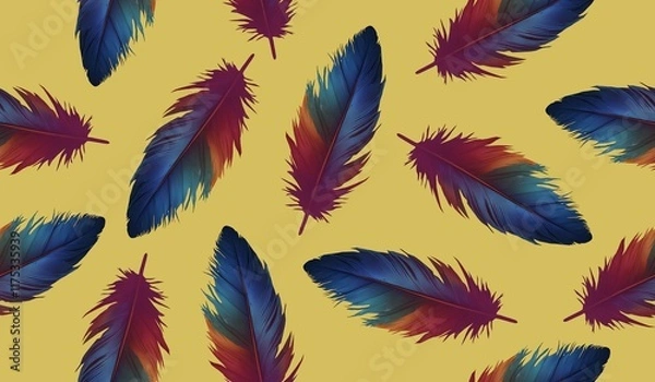 Fototapeta Colorful feather seamless pattern background