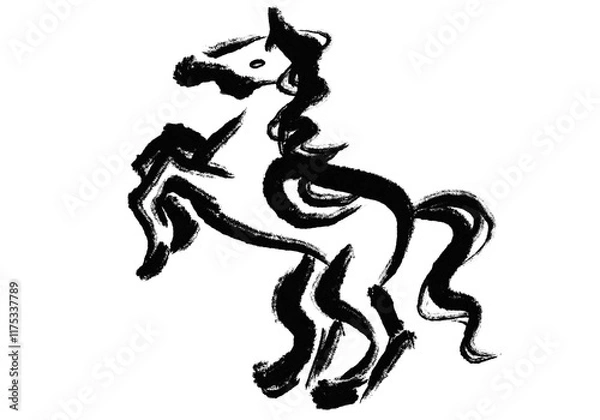 Fototapeta 筆タッチ馬イラスト