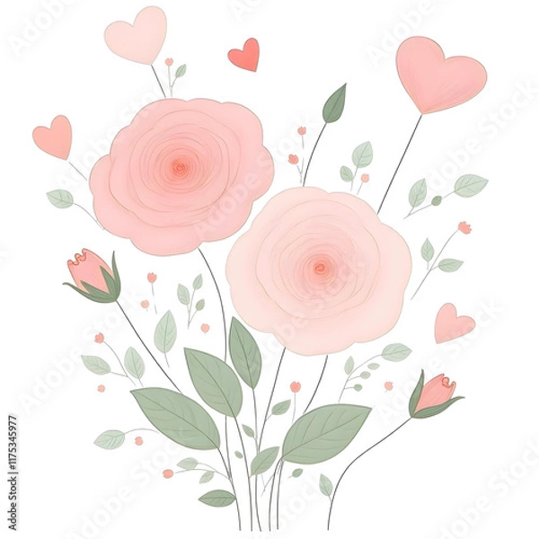 Fototapeta Pink rose of heart for valentine