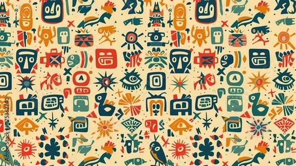 Fototapeta aztec symbol seamless pattern wallpaper