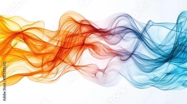 Fototapeta Abstract flowing waves in orange and blue, creating a dynamic visual effect.