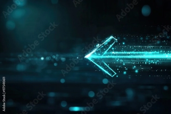 Obraz A glowing arrow moving through a futuristic digital network, concept of boosting internet speed, artistic