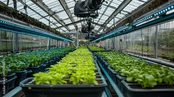 Obraz Automated Greenhouse with Hydroponic Systems for Fresh Vegetables