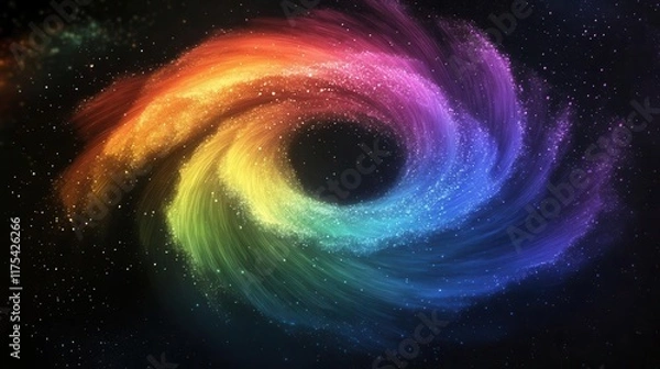 Obraz An abstract swirl of rainbow dust particles, resembling a galaxy, artistic and vivid
